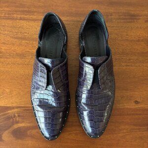 Freda Salvador Navy Leather D'Orsay Flats